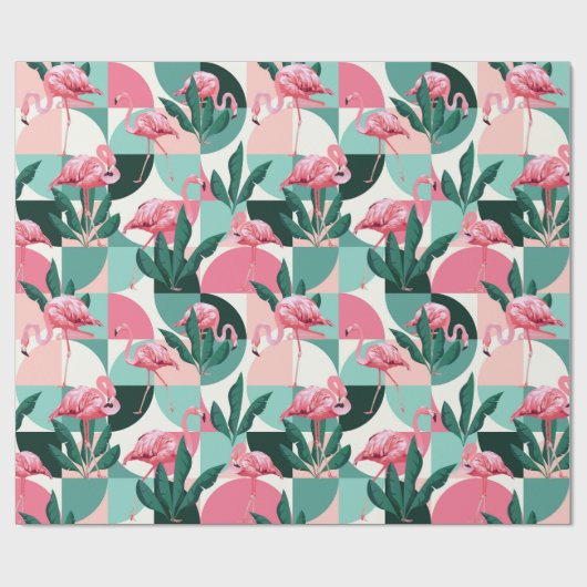 Papier Cadeau Papier d'enrobage de Flamant rose (Plat)