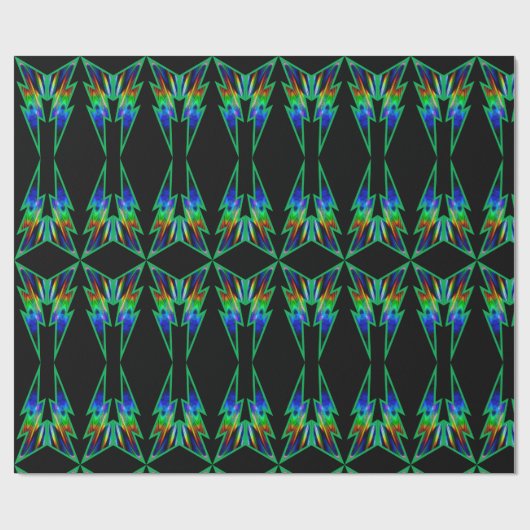 Papier Cadeau Papier d'enrobage de Matte Volt noir et vert (Plat)