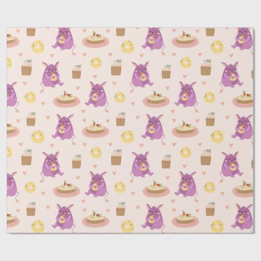 Papier Cadeau Papier d'enrobage de monstres de collation (Plat)