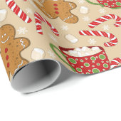 Papier Cadeau Papier d'enrobage de pain d'épices de Noël (Coin rond)