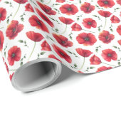 Papier Cadeau Papier d'enrobage de pavots (Coin rond)