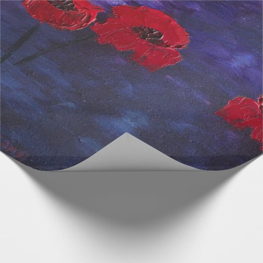 Papier Cadeau Papier d'enrobage de peinture violet de pavots rou (Coin)