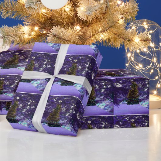 Papier Cadeau Papier d'enrobage d'éclairage violet nocturne (Vacances)