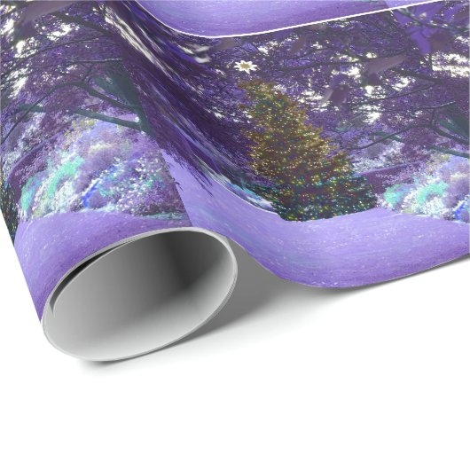 Papier Cadeau Papier d'enrobage d'éclairage violet nocturne (Coin rond)