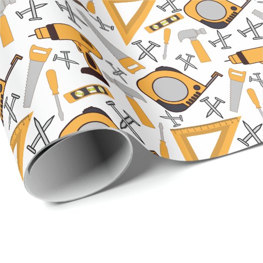 Papier Cadeau Papier d'enrobage des outils jaunes (Coin rond)