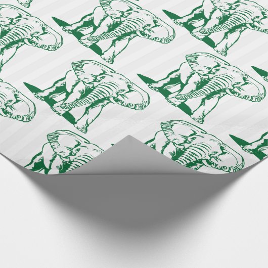 Papier Cadeau Papier d'enrobage d'illustration d'éléphant vert (Coin)