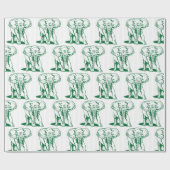 Papier Cadeau Papier d'enrobage d'illustration d'éléphant vert (Plat)