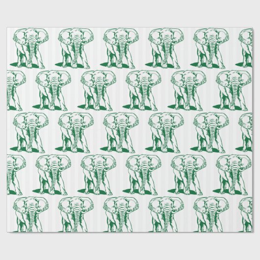 Papier Cadeau Papier d'enrobage d'illustration d'éléphant vert (Plat)