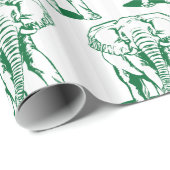 Papier Cadeau Papier d'enrobage d'illustration d'éléphant vert (Coin rond)
