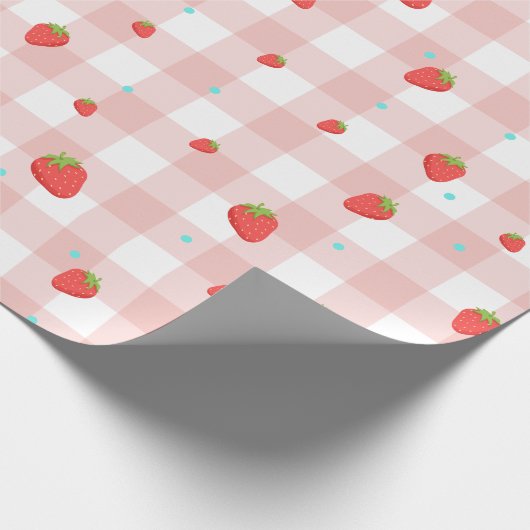 Papier Cadeau Papier d'enrobage En vichy fraise (Coin)
