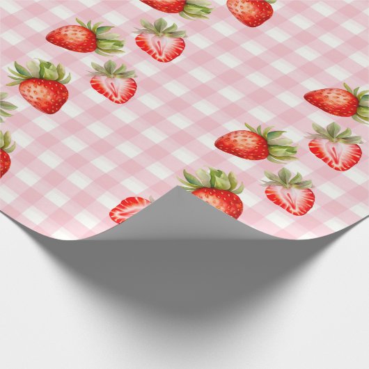 Papier Cadeau Papier d'enrobage En vichy rose fraise (Coin)