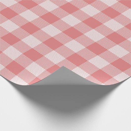 Papier Cadeau Papier d'enrobage En vichy rose saumon (Coin)