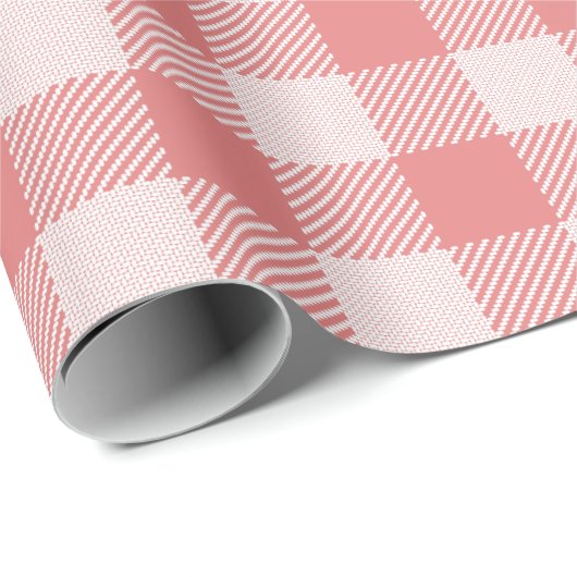 Papier Cadeau Papier d'enrobage En vichy rose saumon (Coin rond)