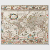 Papier Cadeau Papier d'enrobage motif de carte de l'ancien monde (Plat)