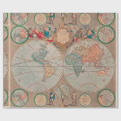 Papier Cadeau Papier d'enrobage motif de carte de l'ancien monde (Plat)