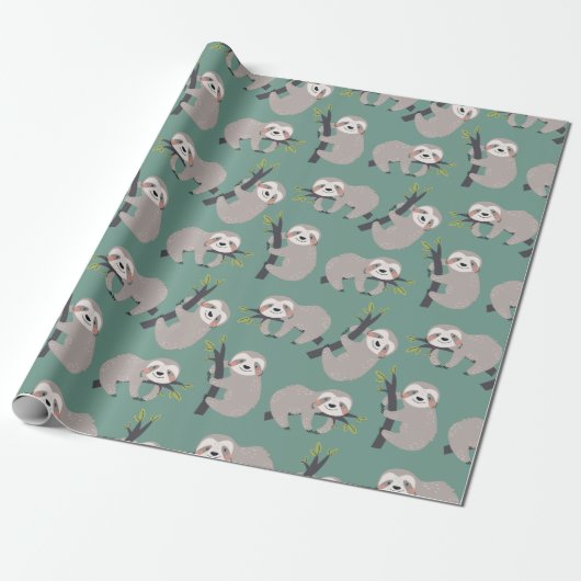 Papier Cadeau Papier d'enrobage Motif Sloth (Déroulé)