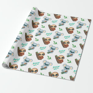 Papier Cadeau Papier d'enrobage Motif Sloth