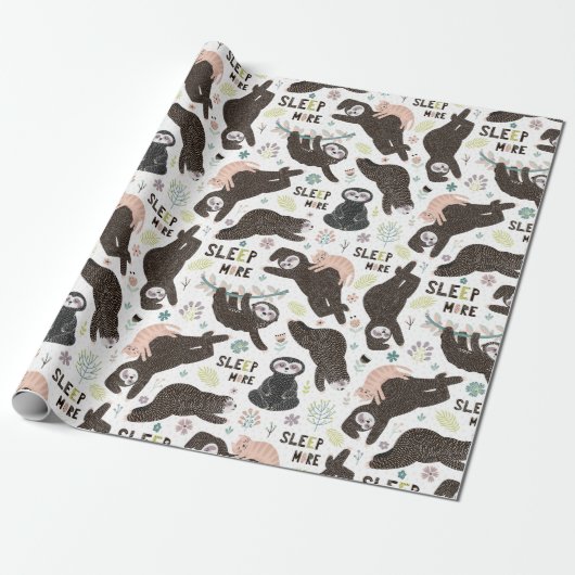 Papier Cadeau Papier d'enrobage Motif Sloth (Déroulé)