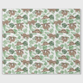Papier Cadeau Papier d'enrobage Motif Sloth (Plat)