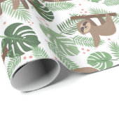 Papier Cadeau Papier d'enrobage Motif Sloth (Coin rond)