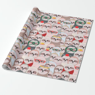 Papier Cadeau Papier d'enrobage Motif Sloth