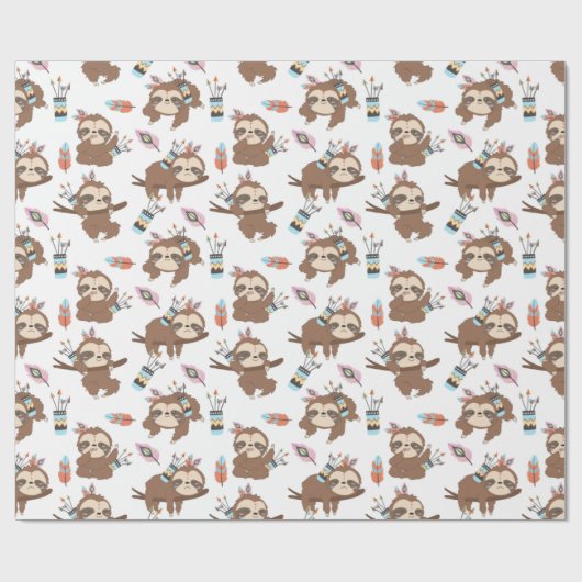 Papier Cadeau Papier d'enrobage Motif Sloth (Plat)