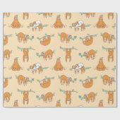 Papier Cadeau Papier d'enrobage Motif Sloth (Plat)