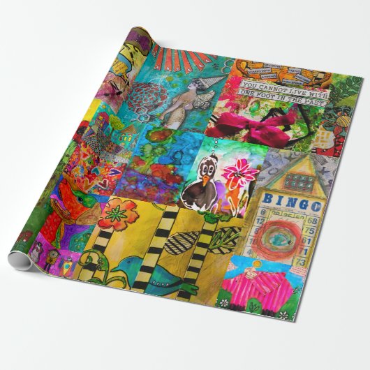 Papier Cadeau Papier d'enrobage multimédia mixte Pop Art coloré (Déroulé)