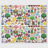 Papier Cadeau Papier d'enrobage Pixel Retro Gamer (Plat)