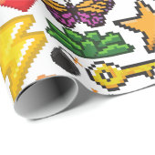 Papier Cadeau Papier d'enrobage Pixel Retro Gamer (Coin rond)