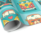 Papier Cadeau Papier d'enrobage rétro Vans (Coin rond)
