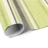 Papier Cadeau Papier d'enveloppement à bandes rayées vertes (Coin rond)