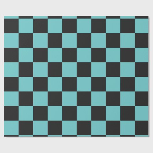 Papier Cadeau Papier d'enveloppement À damiers bleu et noir (Plat)