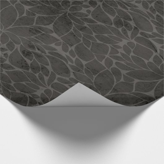 Papier Cadeau Papier d'enveloppement à feuilles florales noires (Coin)