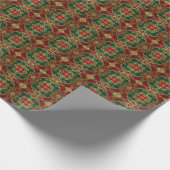 Papier Cadeau Papier d'enveloppement à fleurs vert rouge (Coin)