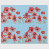 Papier Cadeau Papier d'enveloppement à l'aquarelle du Red Poppy  (Plat)