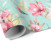 Papier Cadeau Papier d'enveloppement à motif floral (Coin rond)