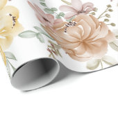 Papier Cadeau Papier d'enveloppement à motif floral (Coin rond)