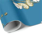 Papier Cadeau Papier d'enveloppement à motifs floraux de papillo (Coin rond)