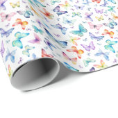 Papier Cadeau Papier d'enveloppement à papillon arc-en-ciel (Coin rond)
