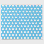 Papier Cadeau Papier d'enveloppement à points Polka blanc et ble (Plat)