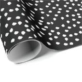 Papier Cadeau Papier d'enveloppement à points Polka noir et blan (Coin rond)