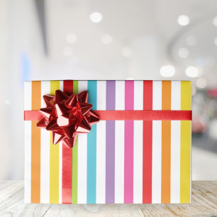 Papier Cadeau Papier d'enveloppement à rayures arc-en-ciel