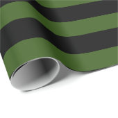 Papier Cadeau Papier d'enveloppement à rayures vertes et noires  (Coin rond)