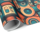 Papier Cadeau Papier d'enveloppement Abstrait rétro audiophile | (Coin rond)
