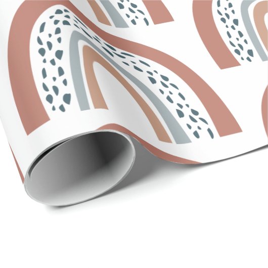 Papier Cadeau Papier d'enveloppement arc-en-ciel Neutre Boho Mod (Coin rond)