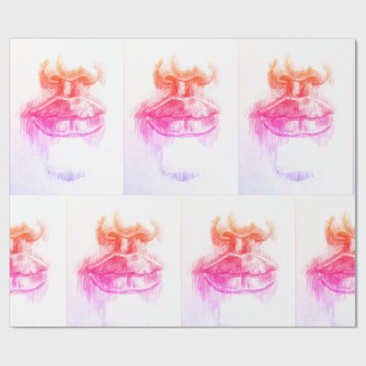 Papier Cadeau Papier d'enveloppement au crayon de lèvres et de n (Plat)