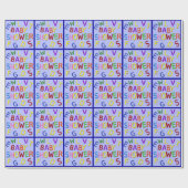 Papier Cadeau Papier d'enveloppement Baby shower bleu (Plat)