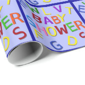 Papier Cadeau Papier d'enveloppement Baby shower bleu (Coin rond)