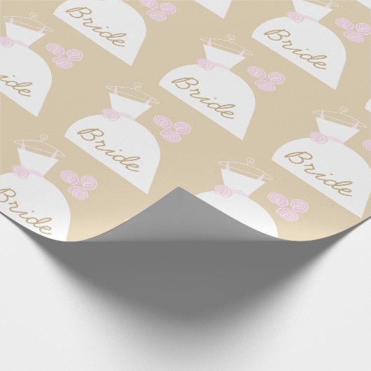 Papier Cadeau Papier d'enveloppement beige rose mariage Gown (Coin)